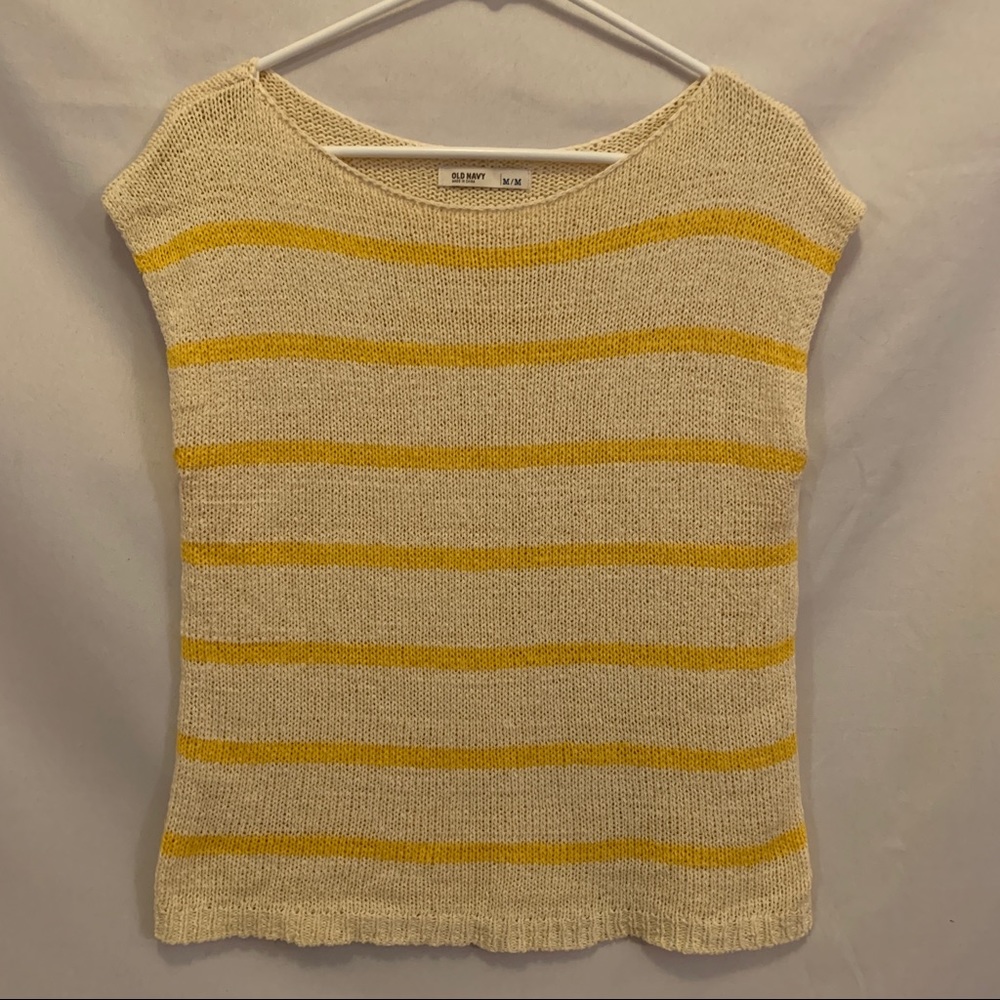 Striped knit cap sleeve tee
